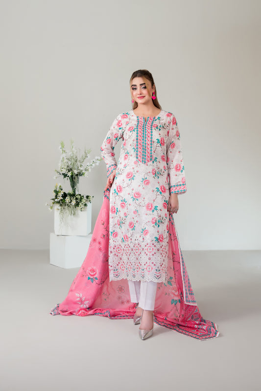 SILOHA 3pcs Un-Stitched Emb Printed Lawn [D-4158]