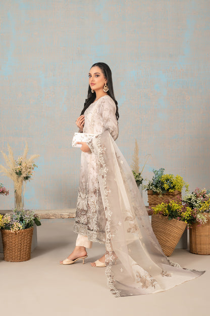 SHIRIN With Clutch 3pcs Semi-Stitched Fancy Heavy Emb Organza [D-5227]