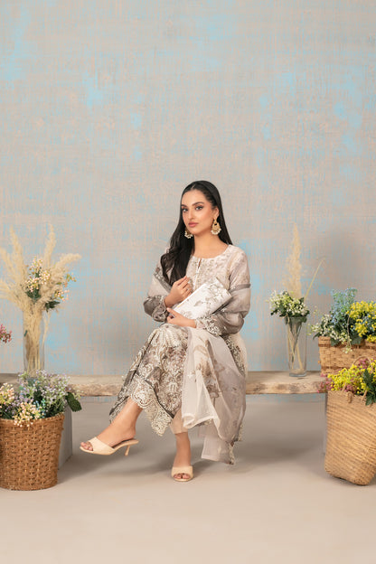 SHIRIN With Clutch 3pcs Semi-Stitched Fancy Heavy Emb Organza [D-5227]