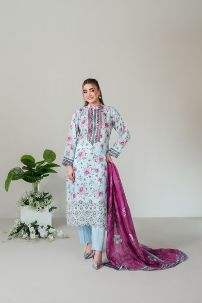 SILOHA 3pcs Un-Stitched Emb Printed Lawn [D-4162]