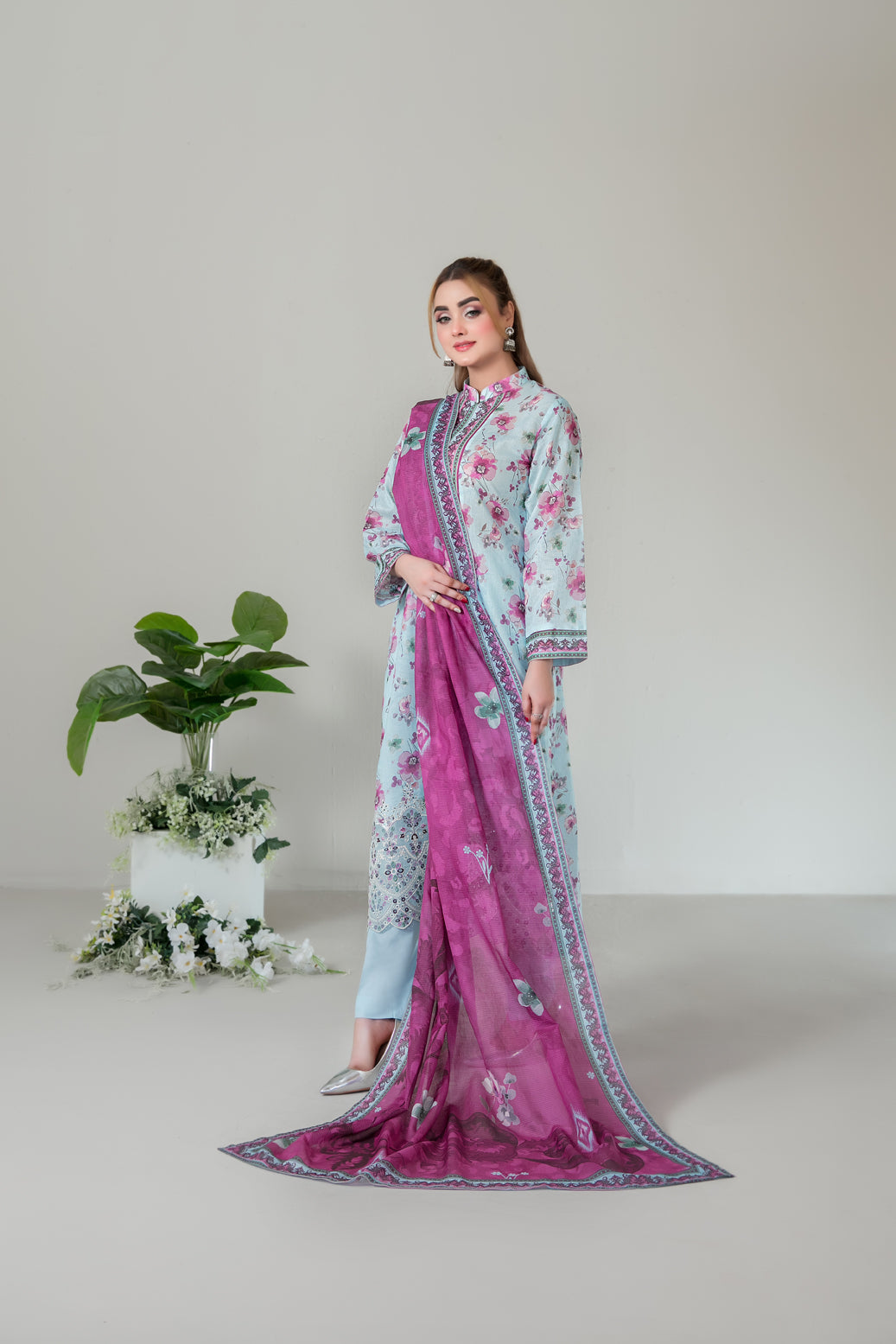 SILOHA 3pcs Un-Stitched Emb Printed Lawn [D-4162]