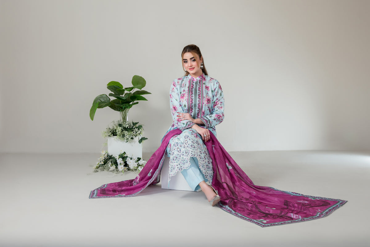 SILOHA 3pcs Un-Stitched Emb Printed Lawn [D-4162]