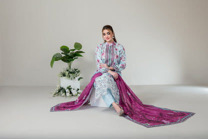SILOHA 3pcs Un-Stitched Emb Printed Lawn [D-4162]