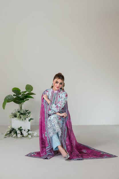 SILOHA 3pcs Un-Stitched Emb Printed Lawn [D-4162]