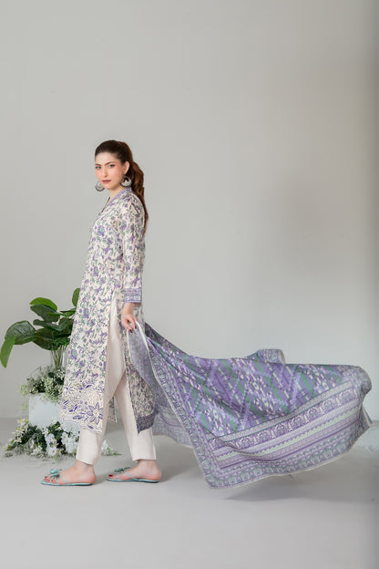 SILOHA 3pcs Un-Stitched Emb Printed Lawn [D-4157]