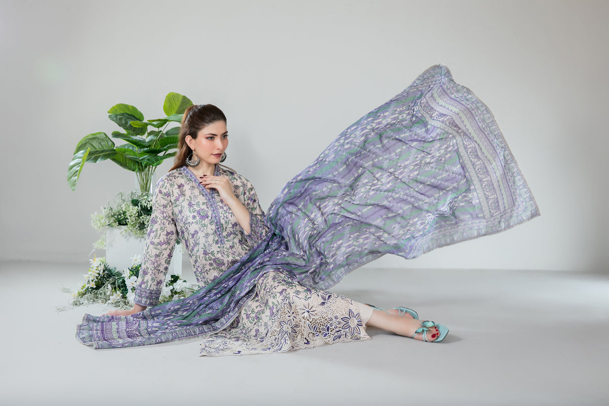 SILOHA 3pcs Un-Stitched Emb Printed Lawn [D-4157]