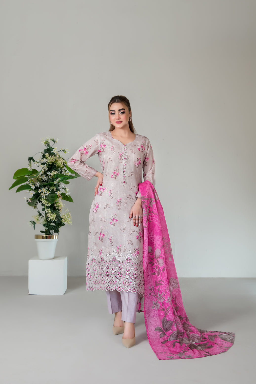SILOHA 3pcs Un-Stitched Emb Printed Lawn [D-4160]