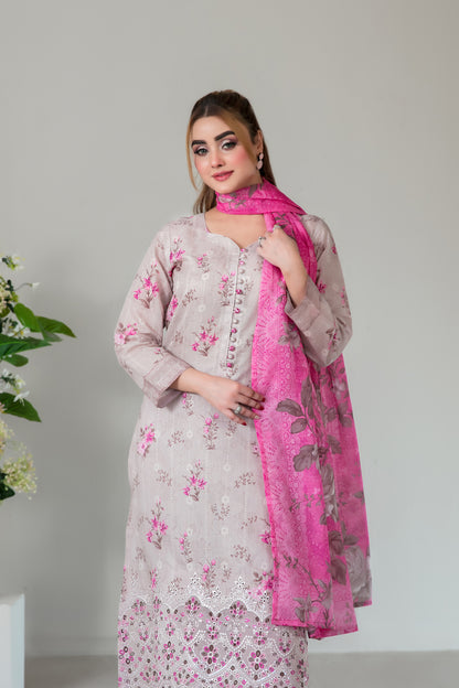 SILOHA 3pcs Un-Stitched Emb Printed Lawn [D-4160]