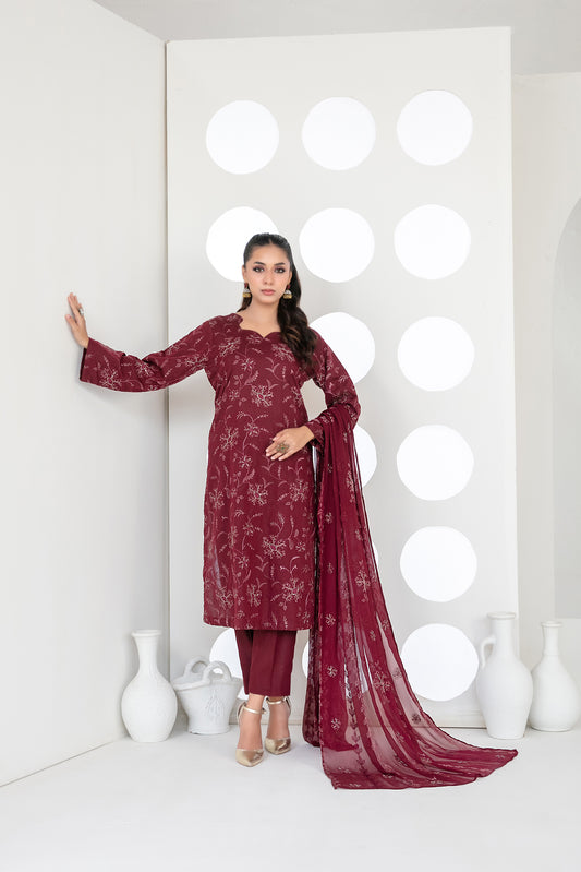 SAMIRA 3pcs Un-Stitched Emb Karrandi [D-5628]