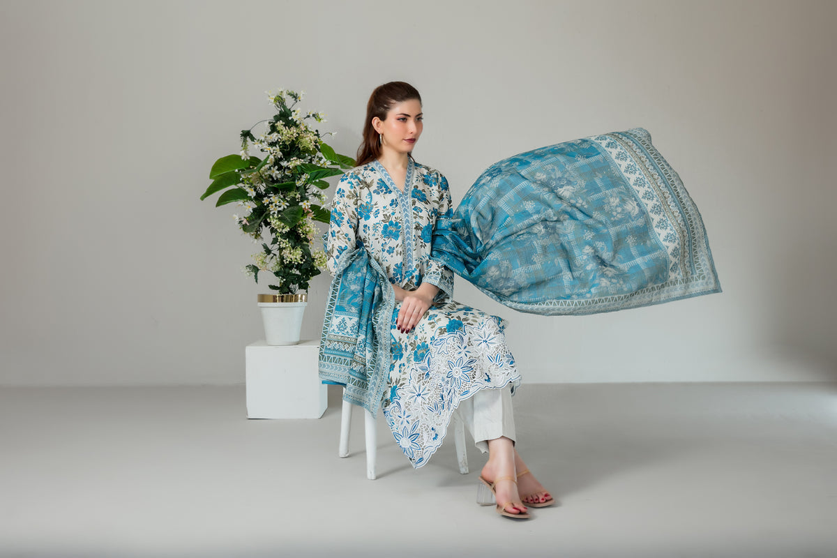 SILOHA 3pcs Un-Stitched Emb Printed Lawn [D-4156]