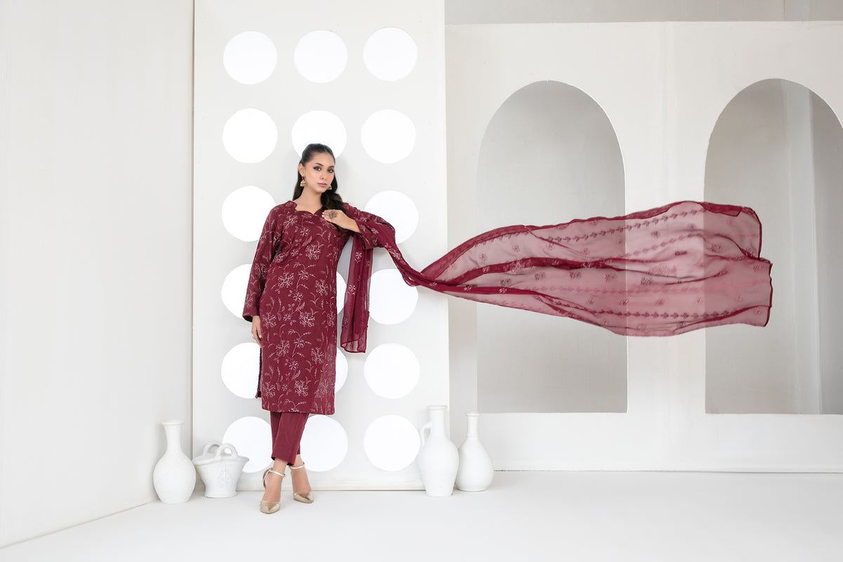 SAMIRA 3pcs Un-Stitched Emb Karrandi [D-5628]