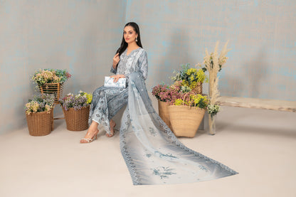 SHIRIN With Clutch 3pcs Semi-Stitched Fancy Heavy Emb Organza [D-5228]