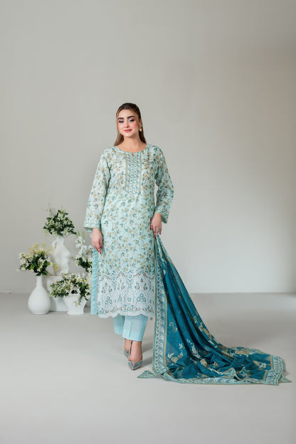 SILOHA 3pcs Un-Stitched Emb Printed Lawn [D-4159]
