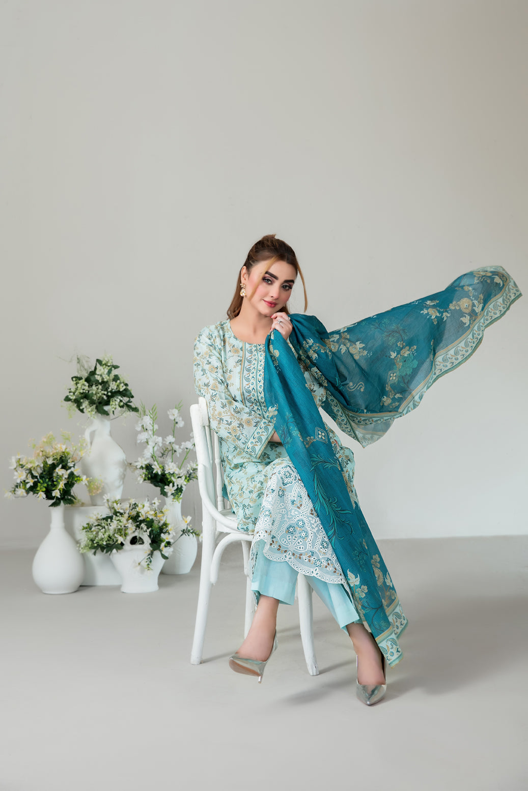 SILOHA 3pcs Un-Stitched Emb Printed Lawn [D-4159]