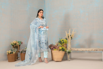 SHIRIN With Clutch 3pcs Semi-Stitched Fancy Heavy Emb Organza [D-5223]