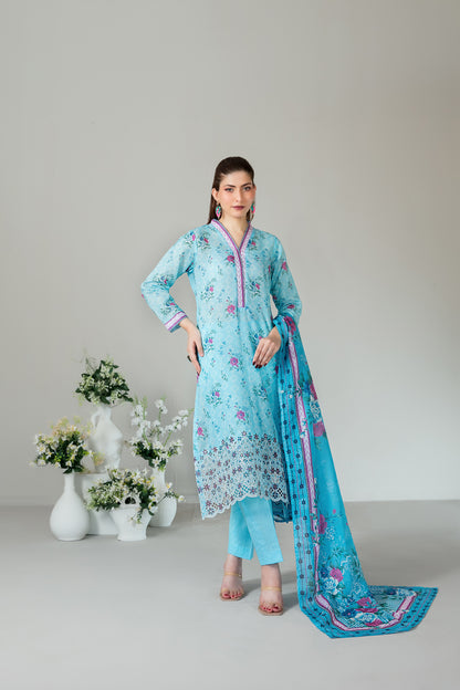 SILOHA 3pcs Un-Stitched Emb Printed Lawn [D-4161]