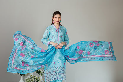 SILOHA 3pcs Un-Stitched Emb Printed Lawn [D-4161]