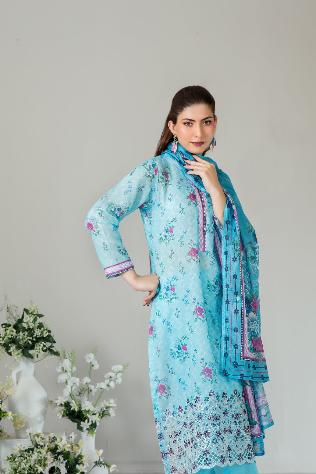 SILOHA 3pcs Un-Stitched Emb Printed Lawn [D-4161]