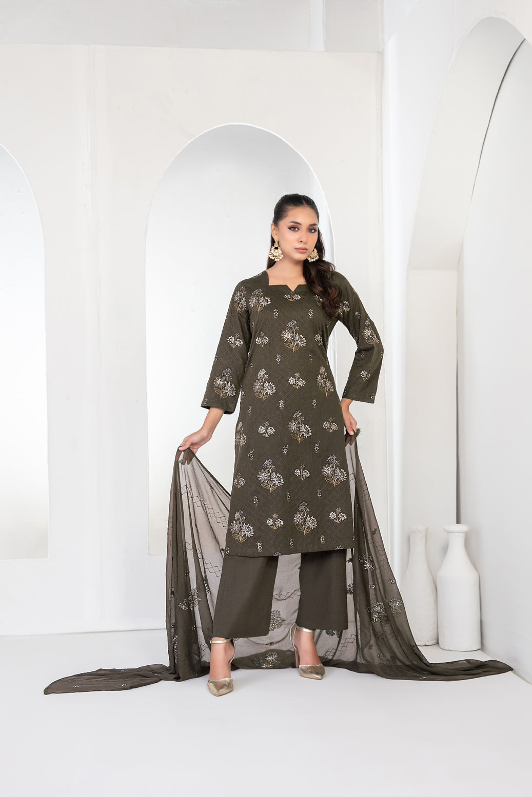 SAMIRA 3pcs Un-Stitched Emb Karrandi [D-5624]