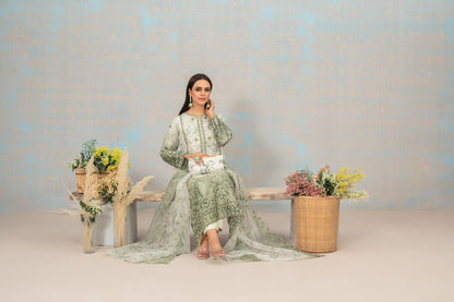 SHIRIN With Clutch 3pcs Semi-Stitched Fancy Heavy Emb Organza [D-5229]