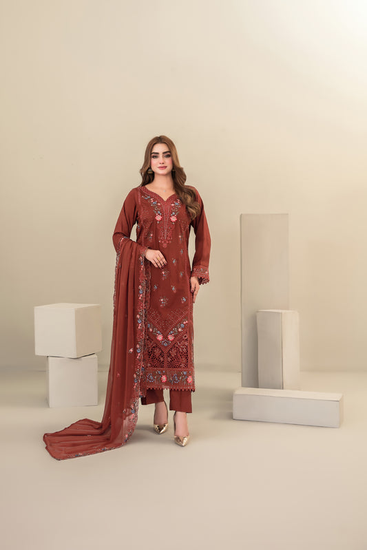 SEHEJ 3pcs Un-Stitched Emb Staple [D-5664]