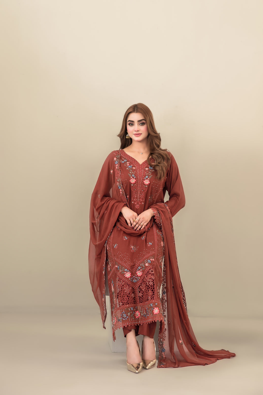 SEHEJ 3pcs Un-Stitched Emb Staple [D-5664]