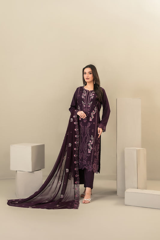 SEHEJ 3pcs Un-Stitched Emb Staple [D-5665]
