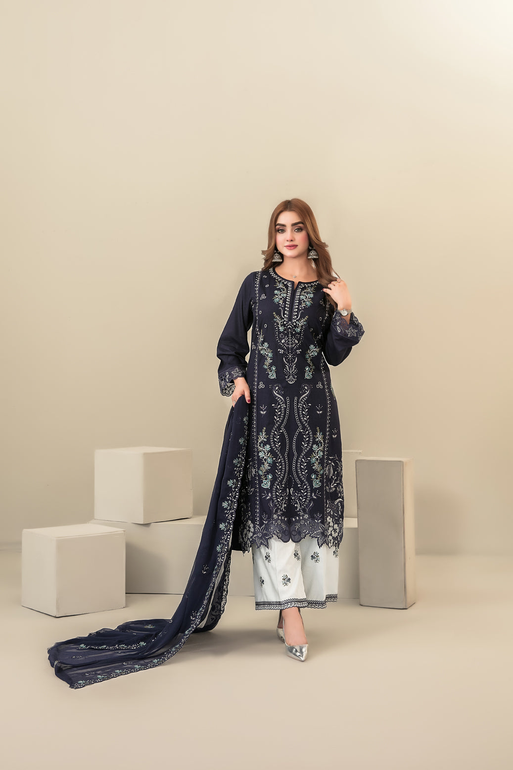 SEHEJ 3pcs Un-Stitched Emb Staple [D-5661]