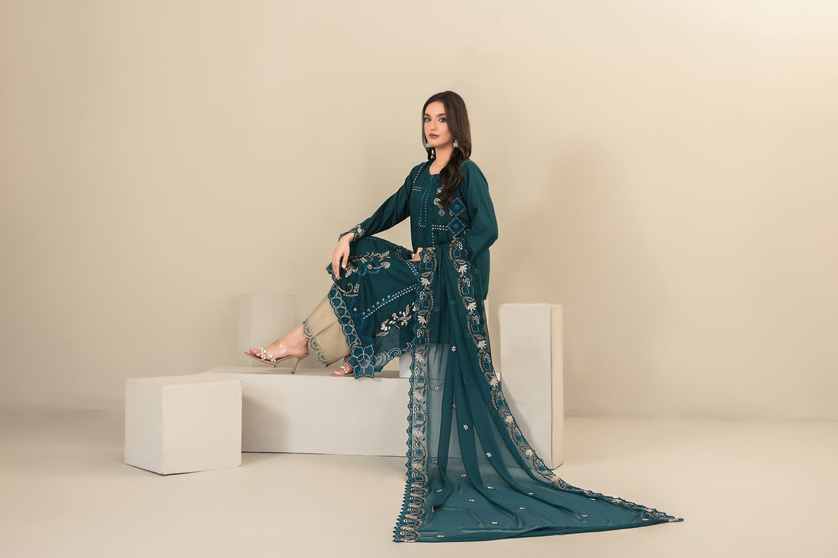 SEHEJ 3pcs Un-Stitched Emb Staple [D-5668]