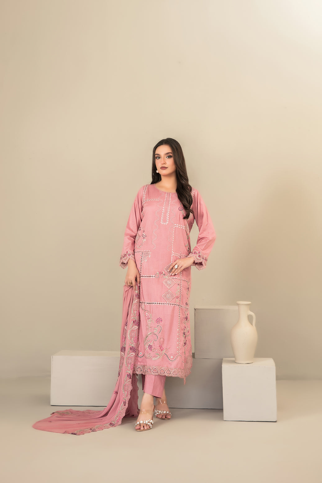SEHEJ 3pcs Un-Stitched Emb Staple [D-5667]
