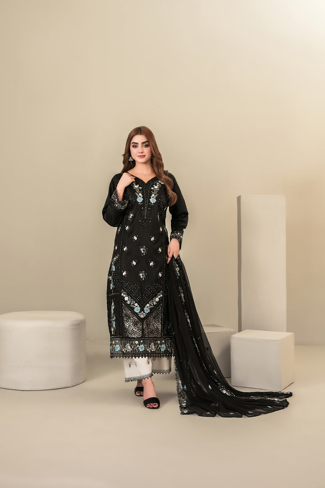 SEHEJ 3pcs Un-Stitched Emb Staple [D-5669]