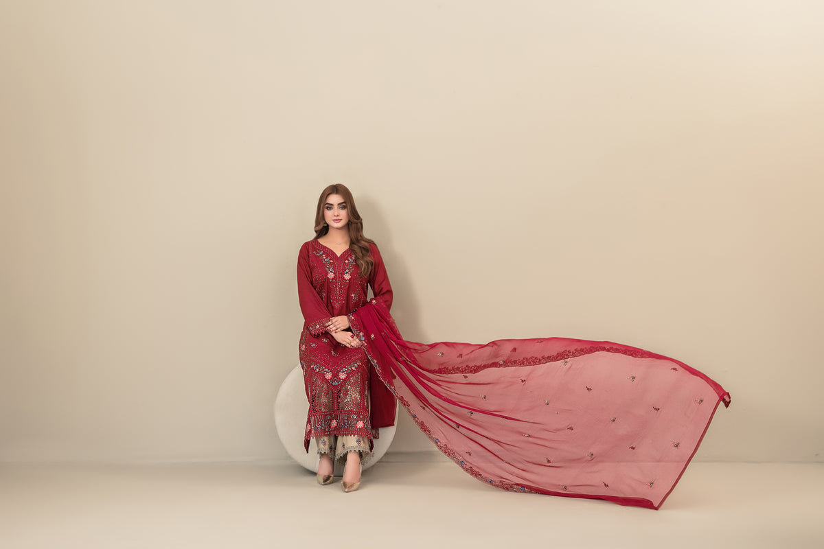 SEHEJ 3pcs Un-Stitched Emb Staple [D-5663]