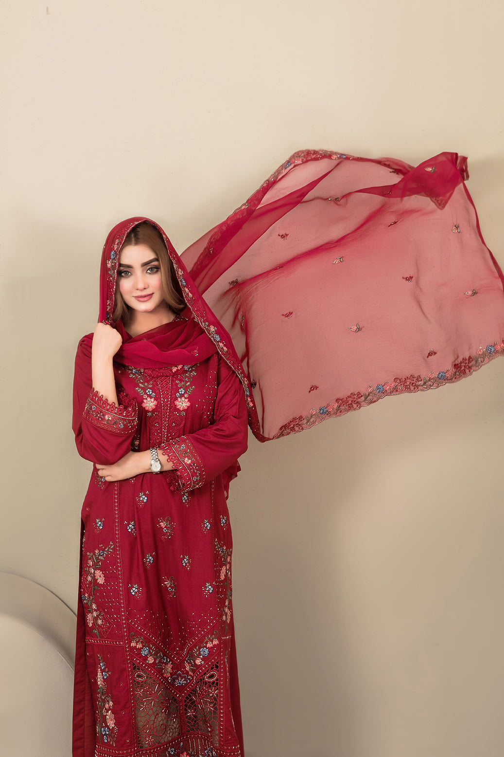 SEHEJ 3pcs Un-Stitched Emb Staple [D-5663]