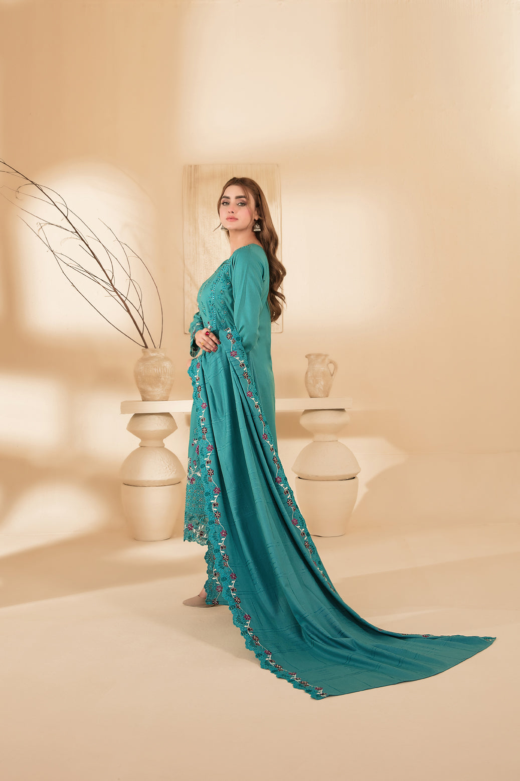 MONAE 3pcs Un-Stitched Emb Dhanak [D-5621]