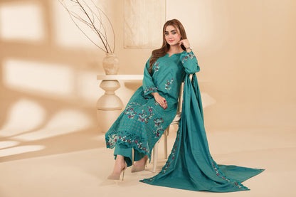 MONAE 3pcs Un-Stitched Emb Dhanak [D-5621]