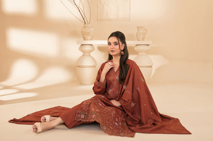 MONAE 3pcs Un-Stitched Emb Dhanak [D-5620]
