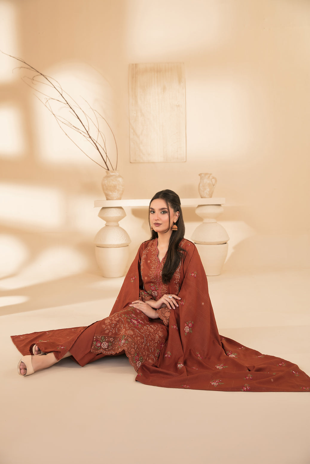 MONAE 3pcs Un-Stitched Emb Dhanak [D-5620]