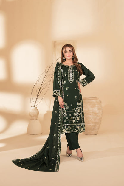 MONAE 3pcs Un-Stitched Emb Dhanak [D-5619]