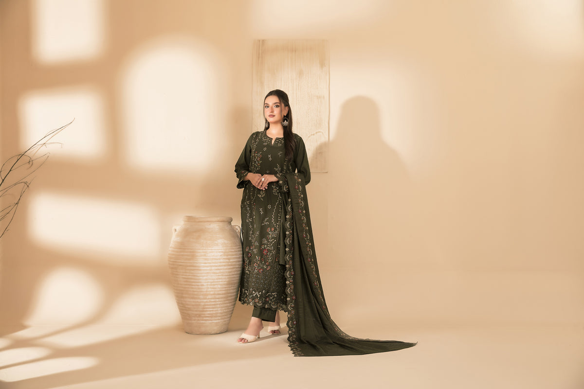 MONAE 3pcs Un-Stitched Emb Dhanak [D-5617]