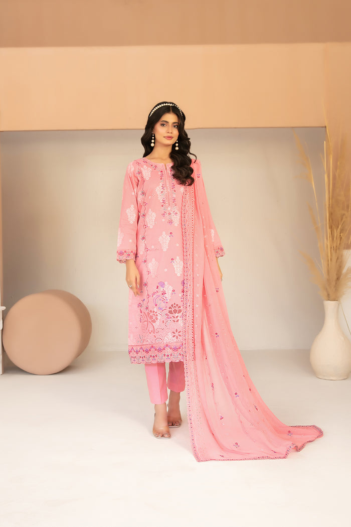 Zaylee 3pcs Un-Stitched Emb Broshia Lawn [D-2834]