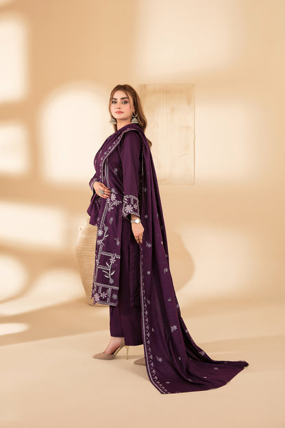 MONAE 3pcs Un-Stitched Emb Dhanak [D-5616]