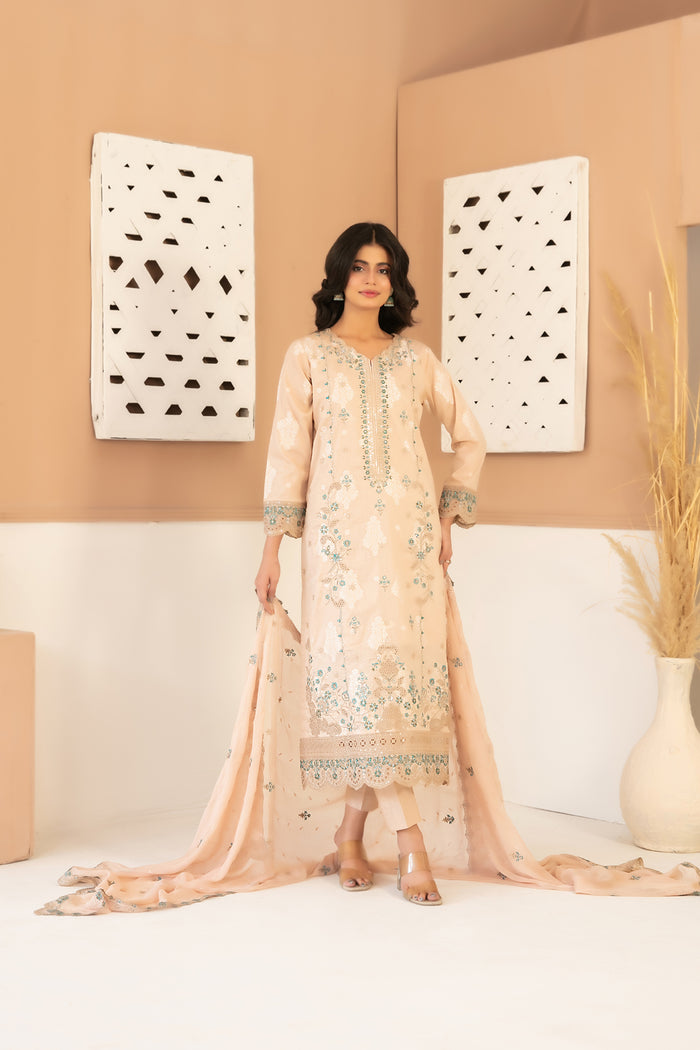 Zaylee 3pcs Un-Stitched Emb Broshia Lawn [D-2833]