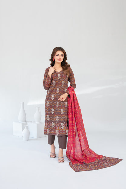 Farha 3pcs Un-Stitched Emb Printed Lawn [D-3291]
