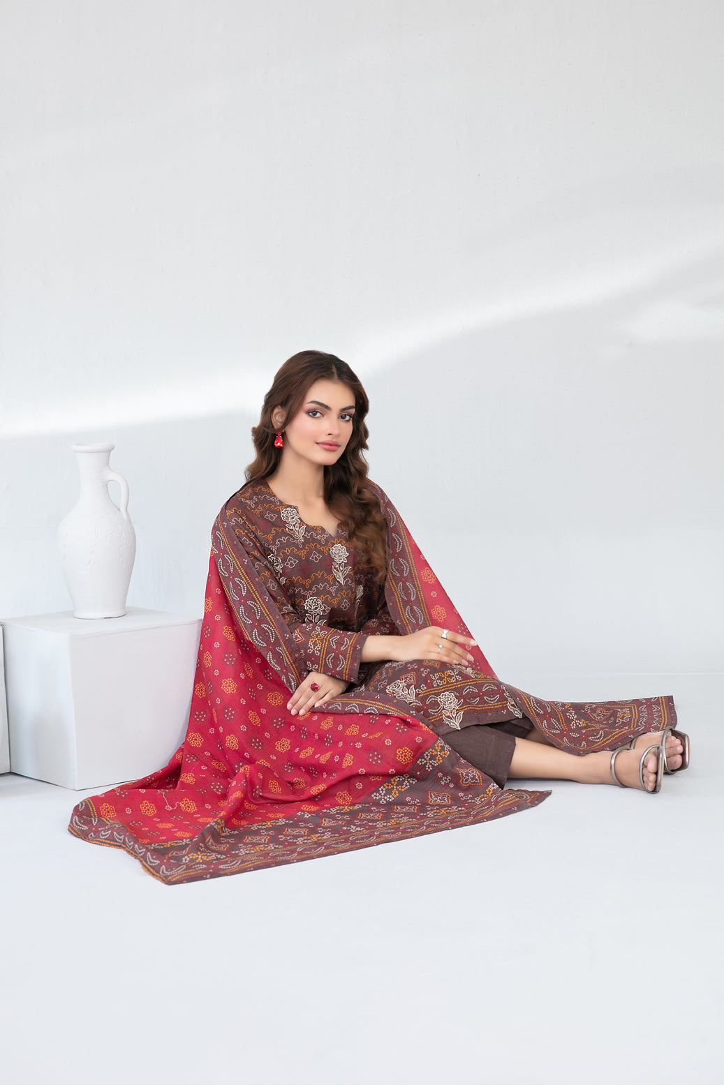 Farha 3pcs Un-Stitched Emb Printed Lawn [D-3291]