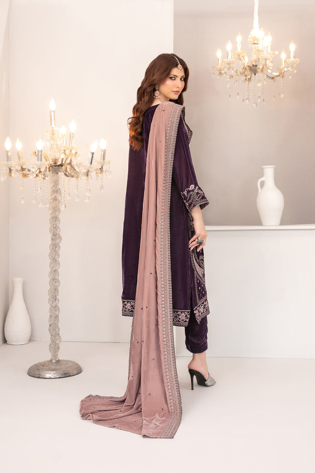 SHAHKAAR 3pcs Un-Stitched Fancy Heavy Emb Velvet [D-3943]