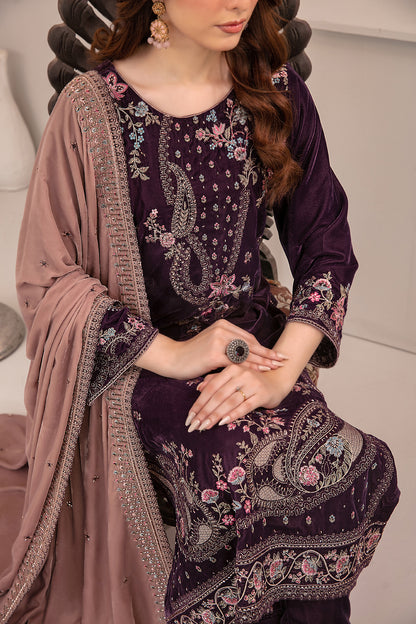 SHAHKAAR 3pcs Un-Stitched Fancy Heavy Emb Velvet [D-3943]