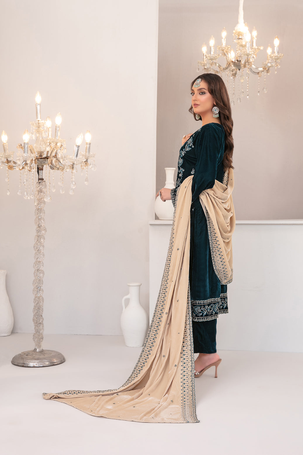 SHAHKAAR 3pcs Un-Stitched Fancy Heavy Emb Velvet [D-3944]
