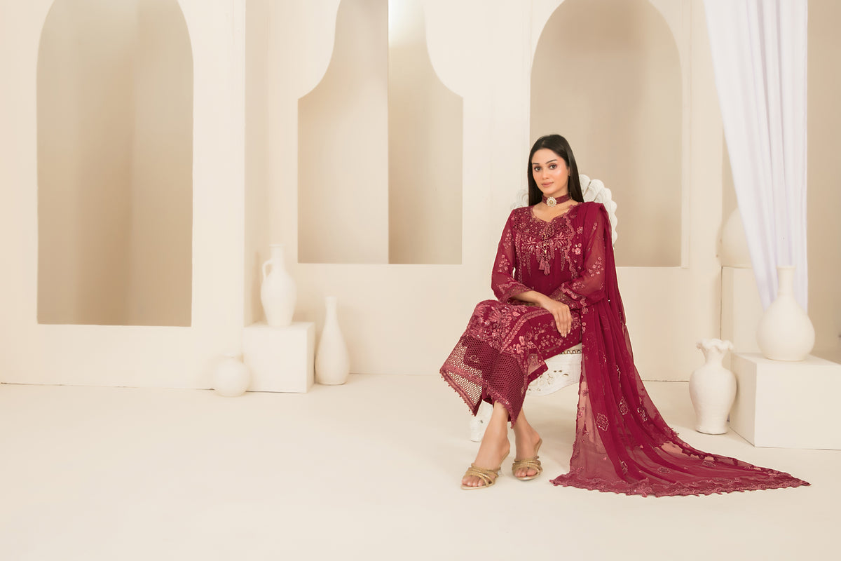 EMBER 3pcs SEMI-Stitched Emb CHIFFON