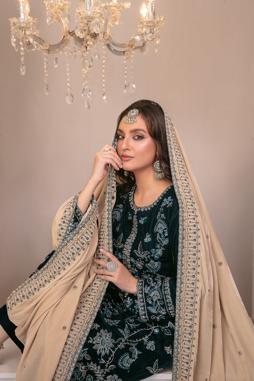 SHAHKAAR 3pcs Un-Stitched Fancy Heavy Emb Velvet [D-3944]