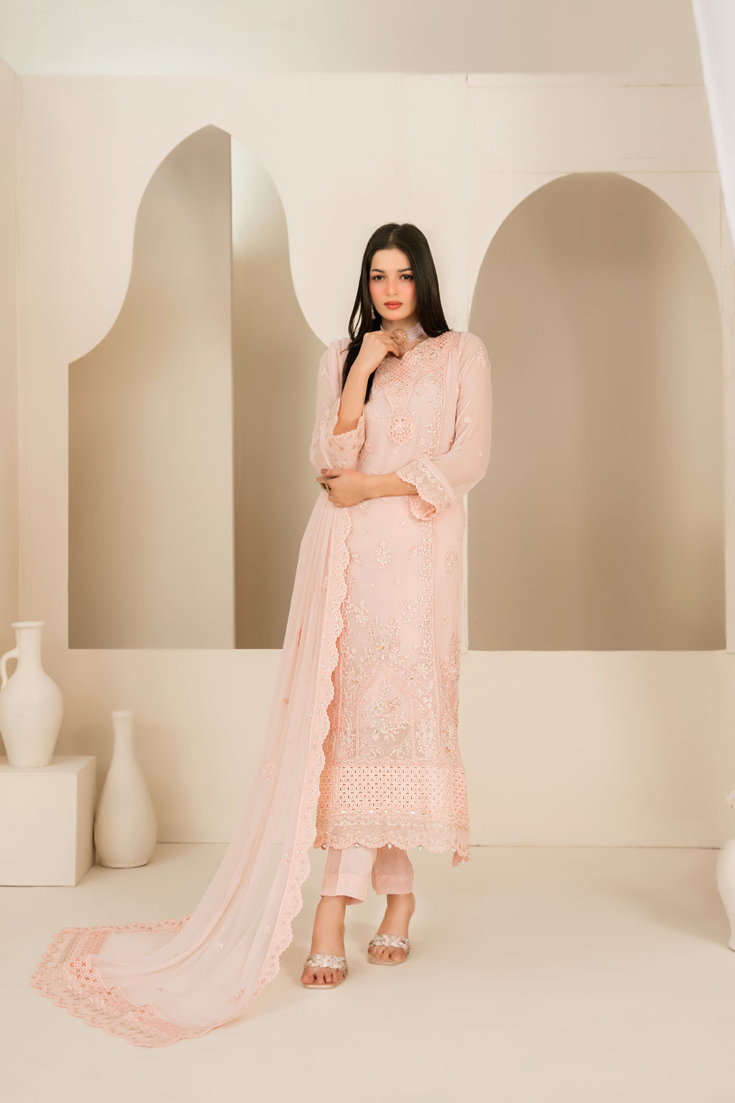 EMBER 3pcs SEMI-Stitched Emb CHIFFON